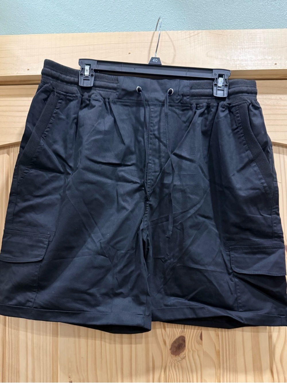 Women's Black Drawstring Cargo Shorts - Pantalon - Size Large